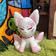 Nine Tailed Fox Plush Toy Soft Stuffed Animal Red Striped Tails Halloween Gift
