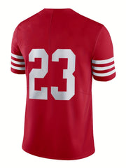 Men's #13 Red Rugby Jersey V Neck Shirt