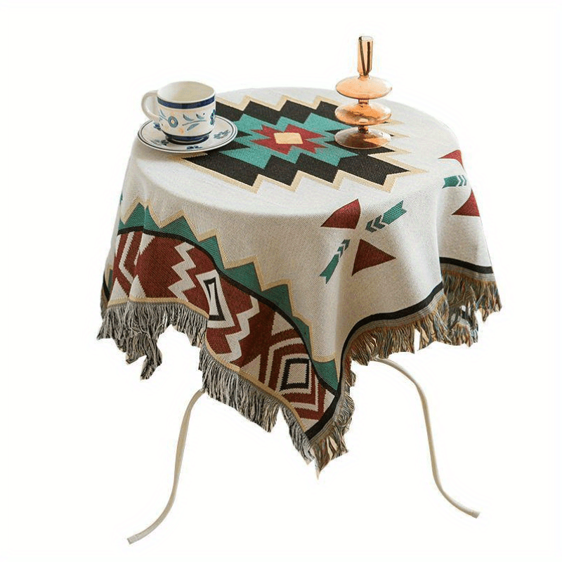 Outdoor Picnic Mat Ethnic Style Tassel Sofa Blanket for Camping Beach