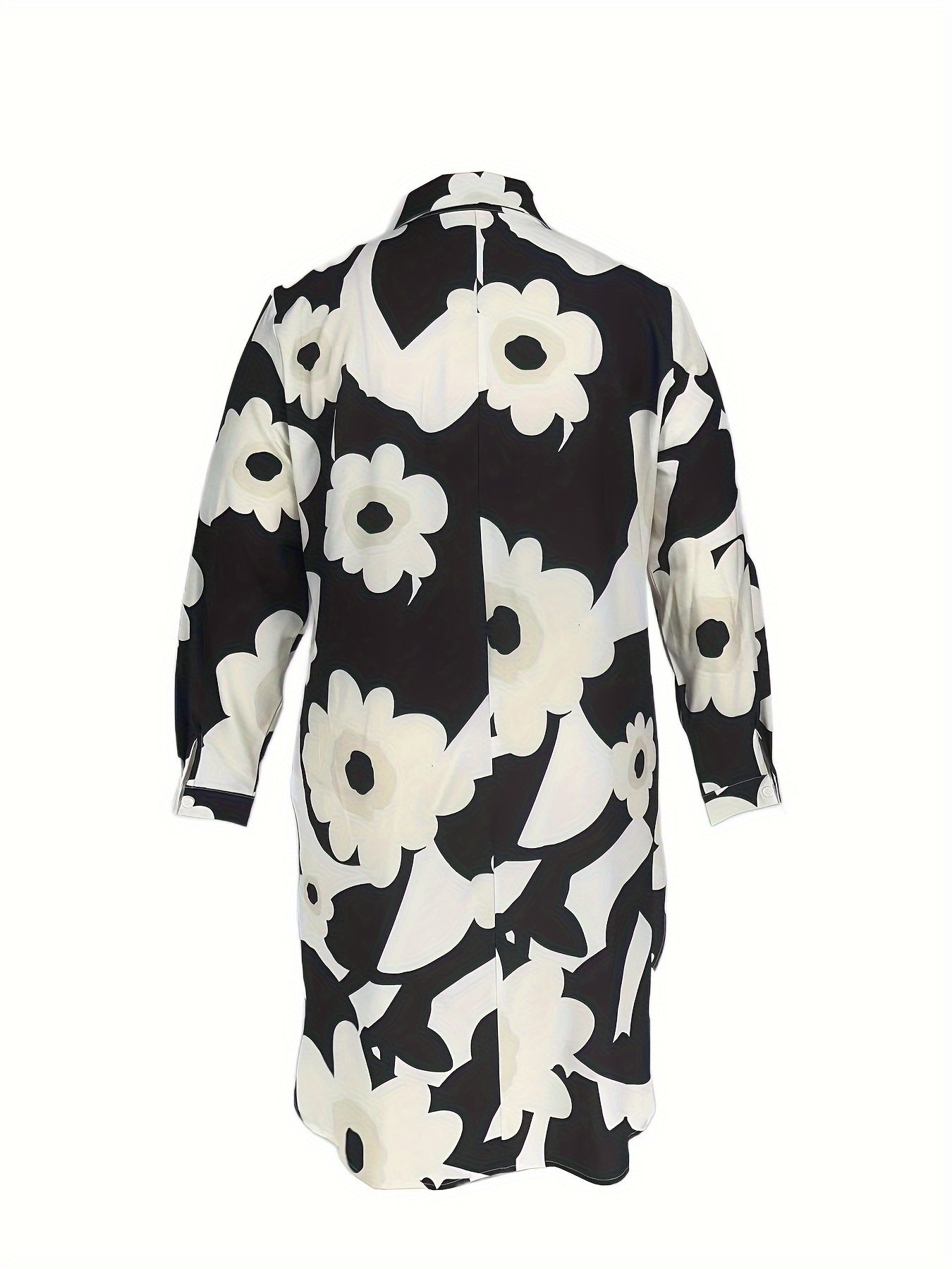Floral Print Button Up Long Sleeve Shirt Dress