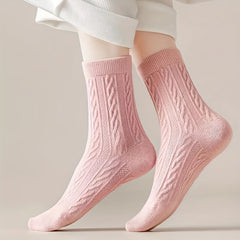 8 Pairs Twist Textured Socks Soft Mid Tube Socks Women's Stockings