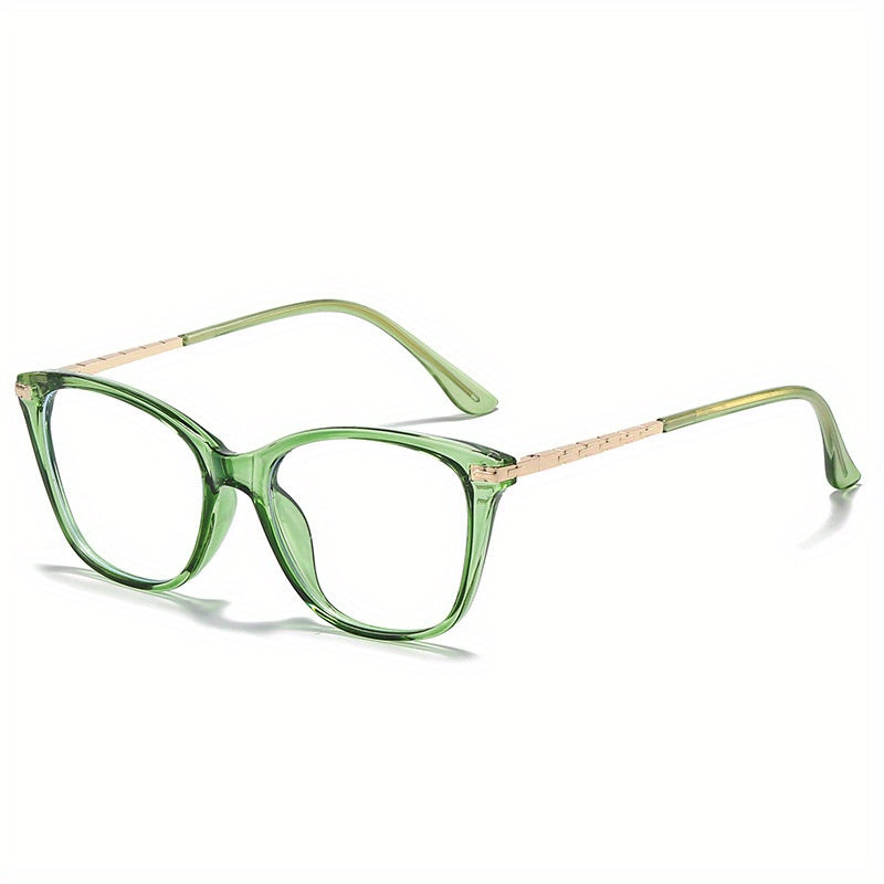 Men's Cat Eye Metal Frame Glasses Clear Lens TR90 Frame