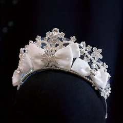 Bridal Rhinestone Pearl Headband Tiara Bow Wedding Hair Accessory