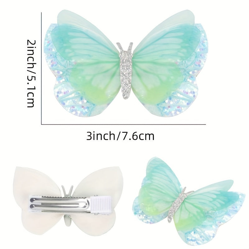 Baby Girls Glitter Sequin Butterfly Hair Clip Mini Hair Pins Party Accessories