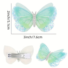 Baby Girls Glitter Sequin Butterfly Hair Clip Mini Hair Pins Party Accessories