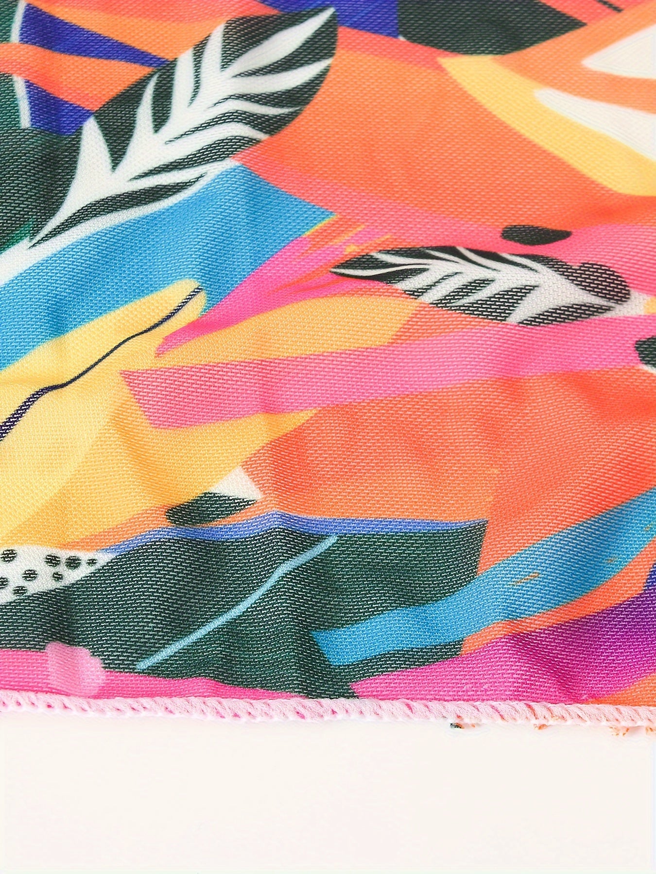 Retro Bikini Bottoms & Leaf Print Cover Up Skirt