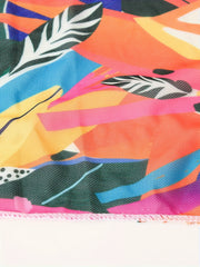 Retro Bikini Bottoms & Leaf Print Cover Up Skirt