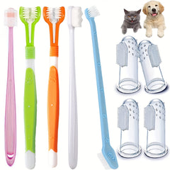 Triple Head Dog Toothbrush Set - 360 Degree Cleaning - Double Head Design