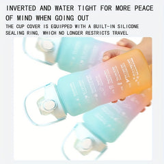 Gradient Water Bottle 3pc Set - Portable Sports Water Cup