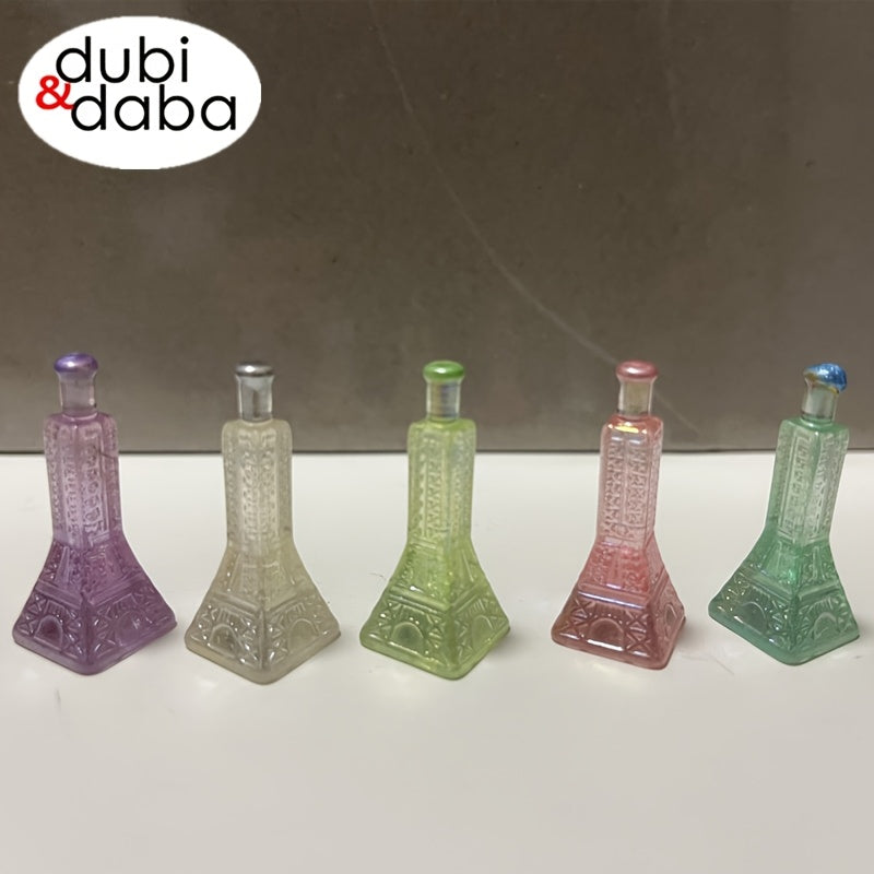 Set of 5 Mini Iron Tower Shaped Bottles Resin Ornaments
