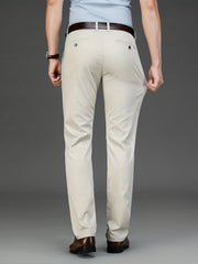 Men's Solid Mid Stretch Dress Pants Spring Summer Business