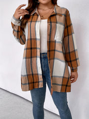 Plaid Print Button Up Long Sleeve Tunic Shirt