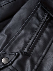 Boy's Faux Leather Jacket Zipper for Spring Autumn