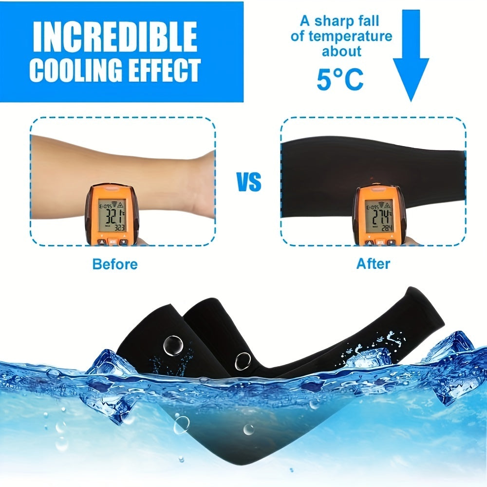 2 Pairs Cooling Arm Sleeves UV Sun Protection Golf Cycling Running Unisex