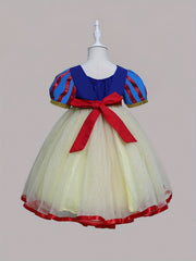 Girls Princess Dress Puff Sleeve Tulle Sequins Decor Cosplay Performance Dress