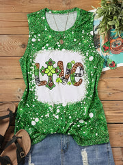 Leopard Love Shamrock Print Tank Top St Patrick's Tank Top