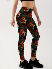Skull Graphic Seamless Fitness Pants For Halloween High Elastic Leggings