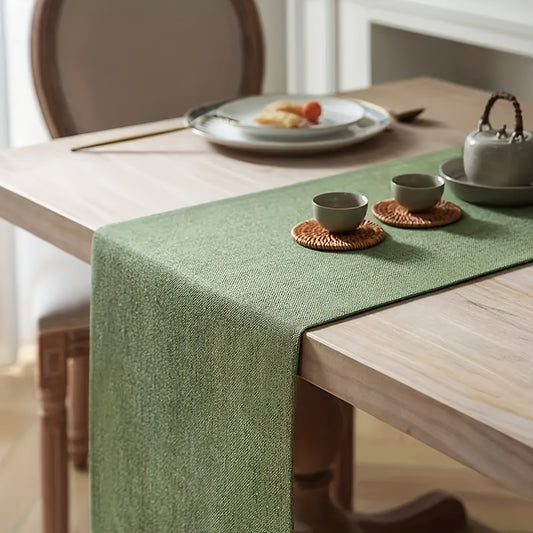 Green Burlap Farmhouse Table Runner 33" Rustic Woven Dining Everyday Use