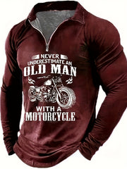 Motorcycle And Letters Pattern Men's Custom Fit Long Sleeve Shirt