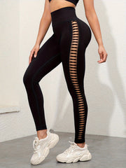 Argyle Cut Out Yoga Pants High Waist Leggings