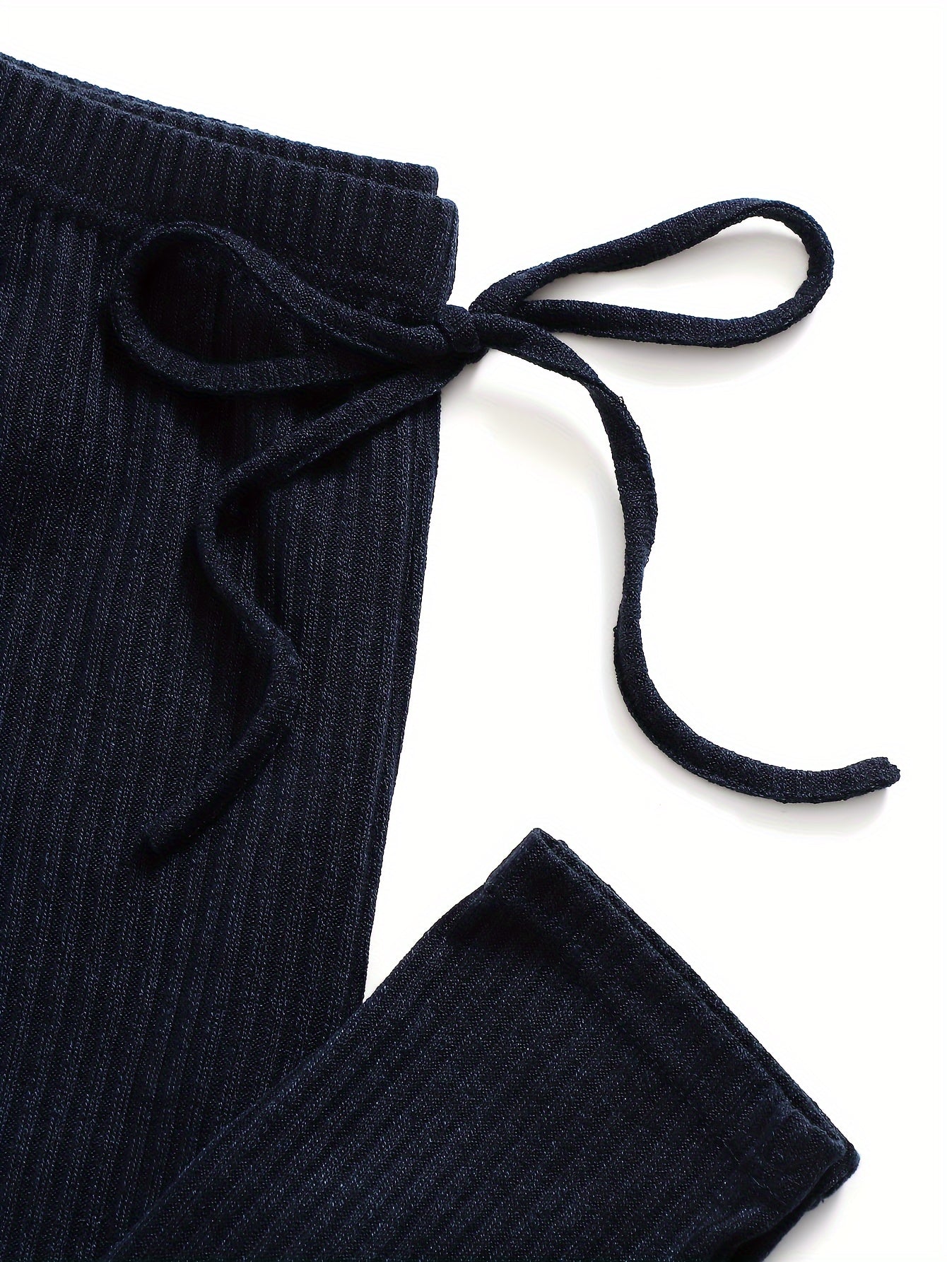 Ribbed Lounge Set Short Sleeve Crew Neck Top & Pants