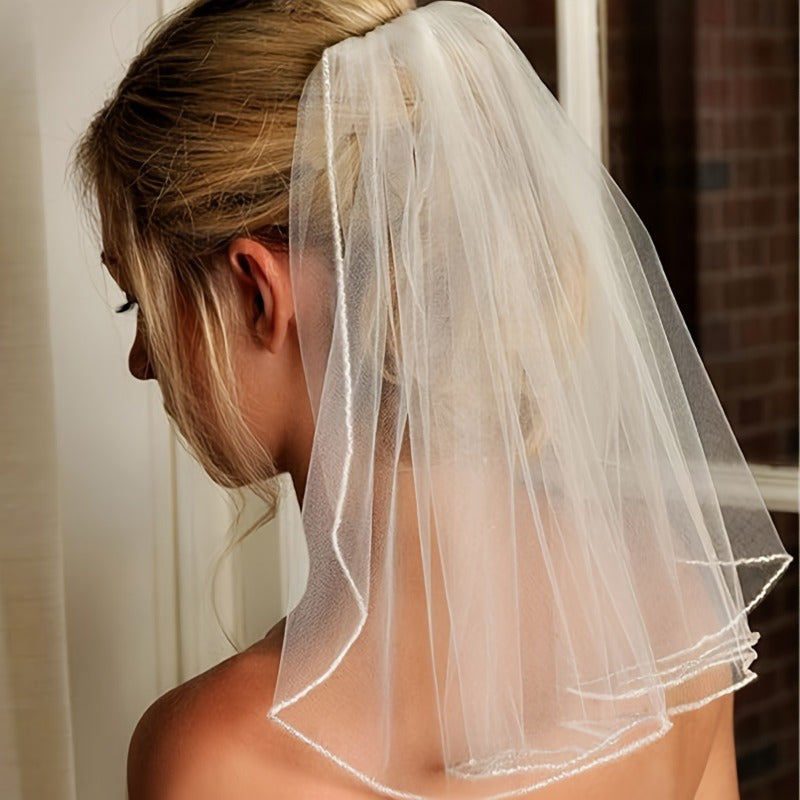 Short Bridal Veil Sheer Tulle Princess Style for Brides Weddings