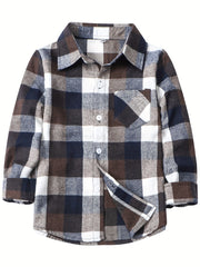 Baby Boys Plaid Shirts Button Down Long Sleeve Blouse Tops Kids Clothes