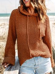 Casual Sweater Solid Textured Long Sleeve Hooded Pullover Jumper