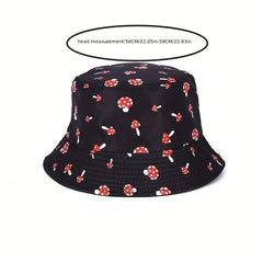 Mushroom Print Fisherman Hat Seaside Sunshade Casual Pot Hat