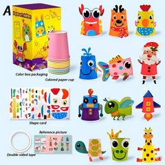 12pcs Animal Cup Sticker DIY Craft Set for Kids- Christmas Halloween Ea