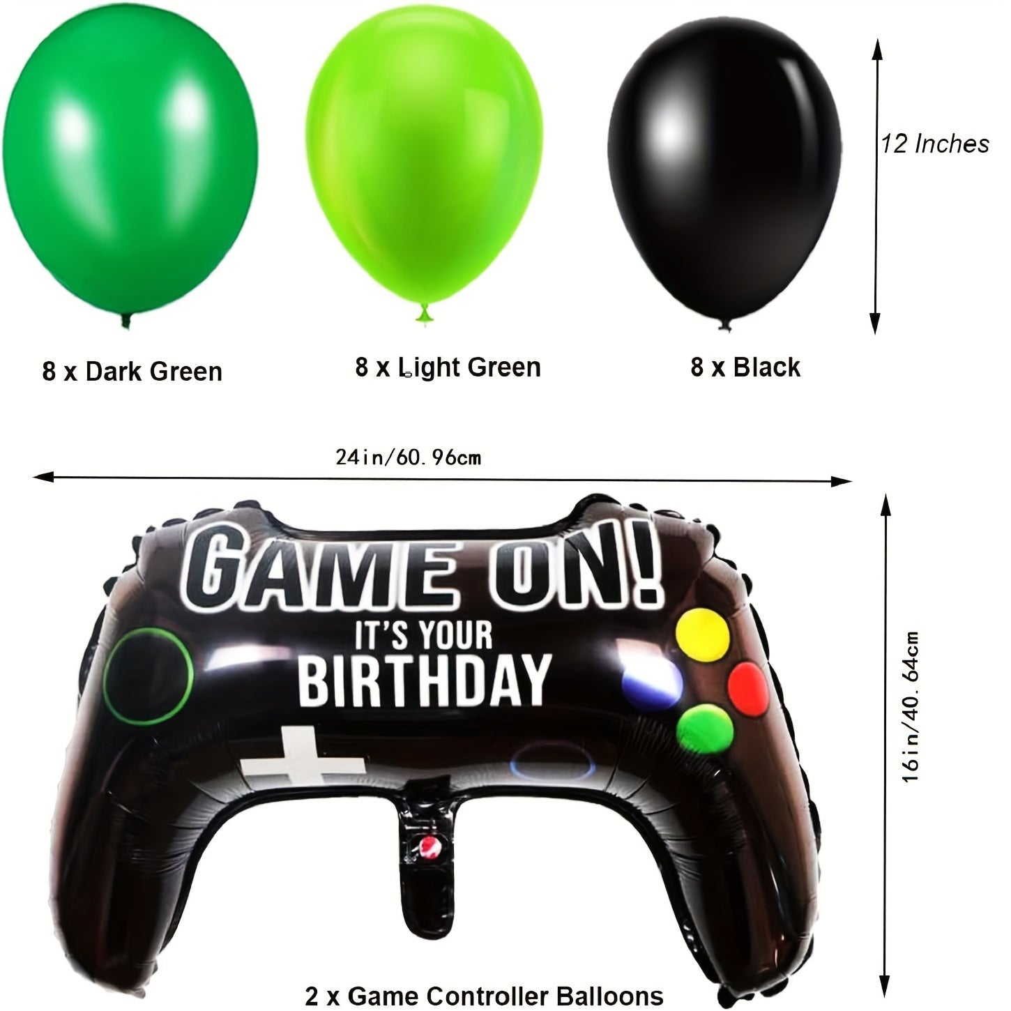 15 Yrs Old Gamepad Theme Bday Party Set Game Fan Decor Number Balloon Pull Flag