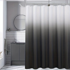 Grey Gradient PEVA Shower Curtain Set with Plastic Hooks 180x180cm