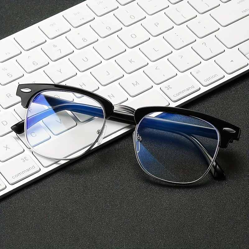 Square Clear Lens Light Blocking Glasses Anti Eyestrain for Women Men