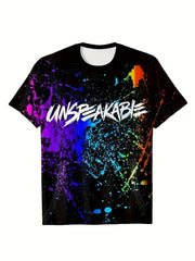 Tie Dye Graffiti Print Short Sleeve T-shirt