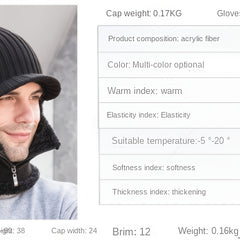 Vintage Knitted Hat Men's Outdoor Sports Pullover Hat Fleece Thread Hat