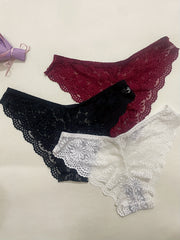 3pcs Lace Briefs- Comfy & Breathable Panties Women's Lingerie