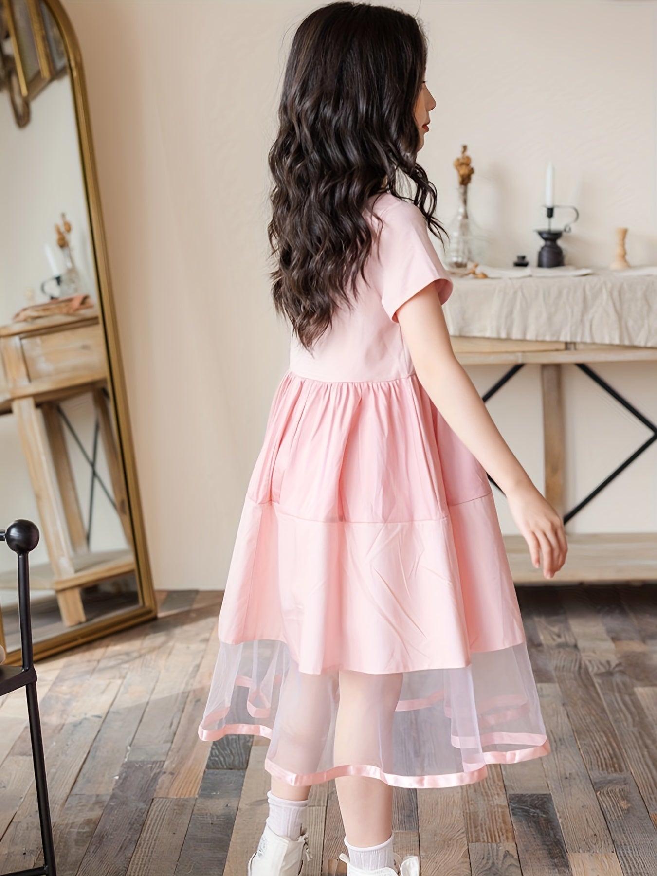Girls' Rabbit Ears Cotton Dress for Summer Parties