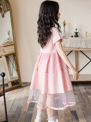 Girls' Rabbit Ears Cotton Dress for Summer Parties