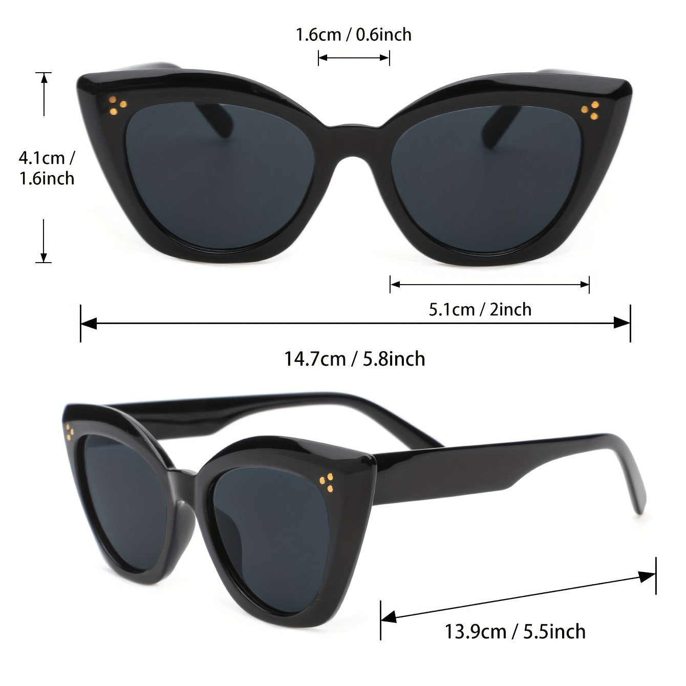 Cat Eye Sunglasses Rivet Anti Glare UV400