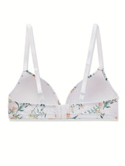 Floral Print Wireless Bra Comfy & Breathable Intimates