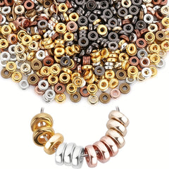 500Pcs 6mm Metal Flat Round Beads 8 Types Metallic Disc Spacer