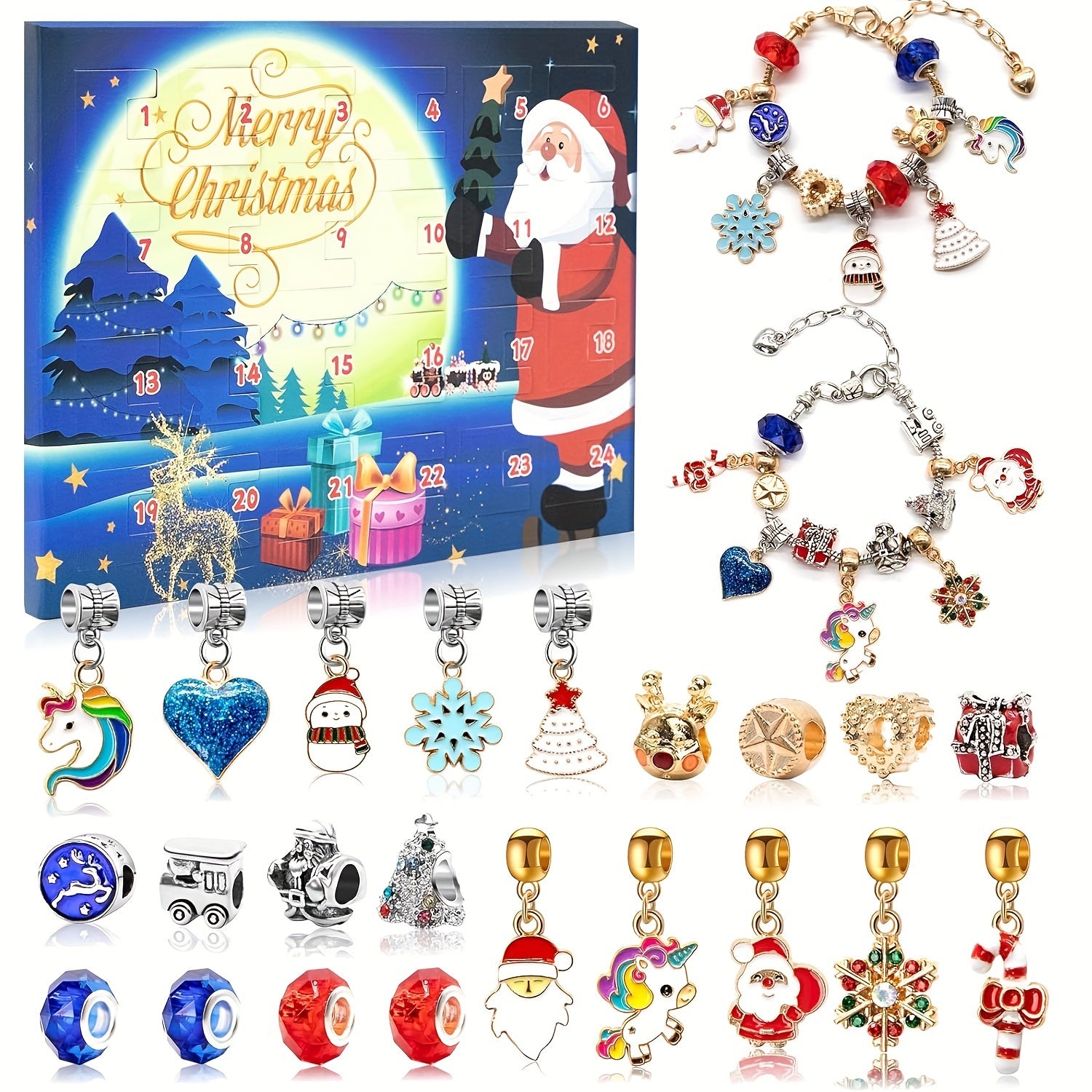 Christmas Advent Calendar 24 Days DIY Bracelet Making Kit for Girls