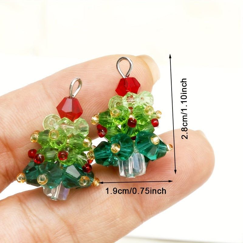 Christmas Glass Beads Hand-Woven Earrings Pendant DIY Jewelry Accessories