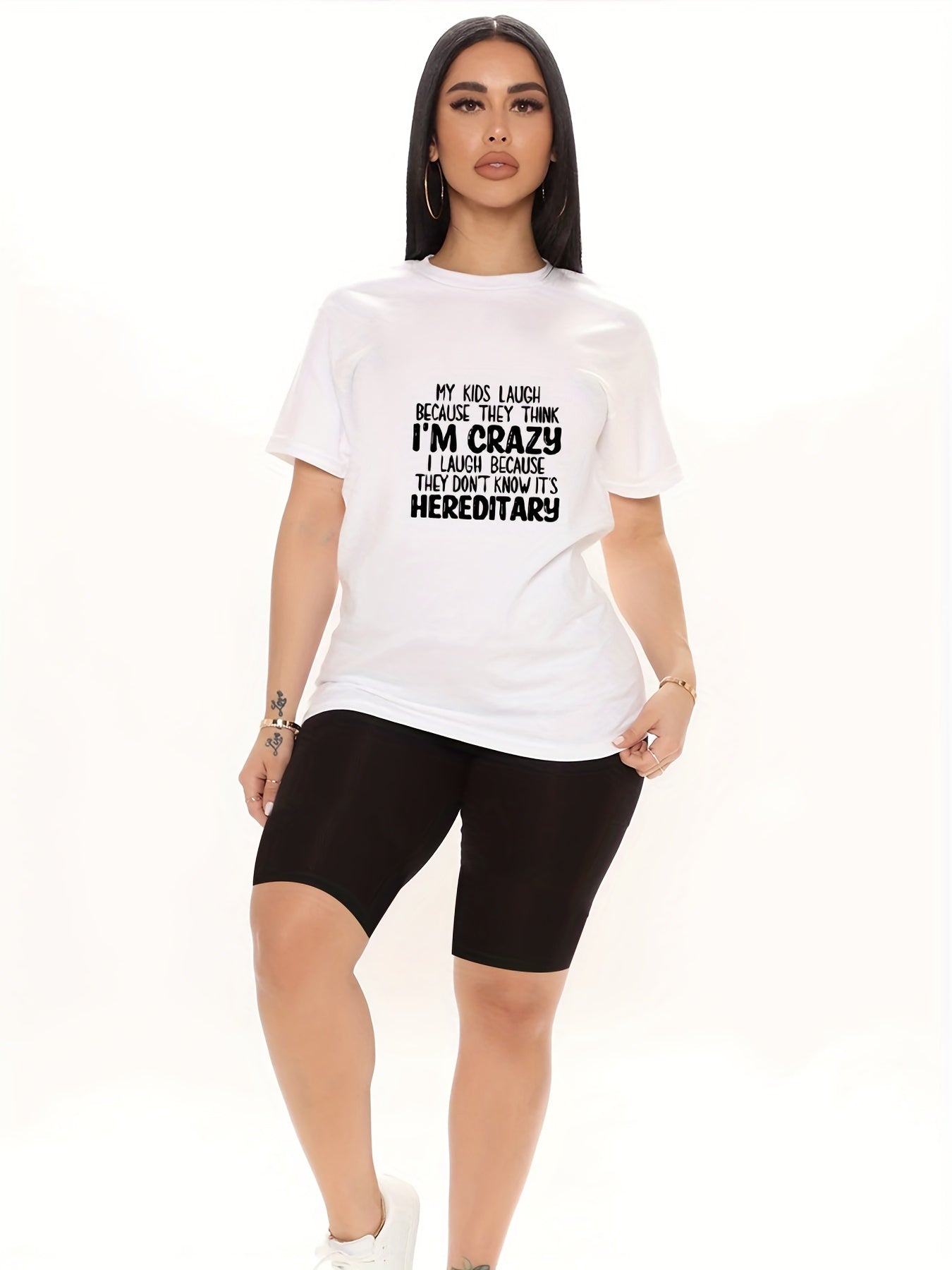 Bear Print Tee & Biker Shorts 2 Piece Set