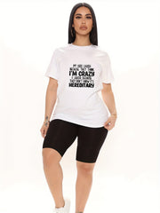 Bear Print Tee & Biker Shorts 2 Piece Set