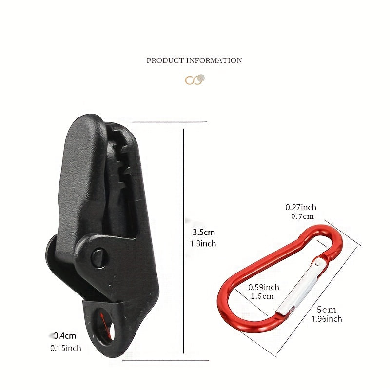 50pcs Tent Awning Fixing Clamp with Carabiner Hook for Camping