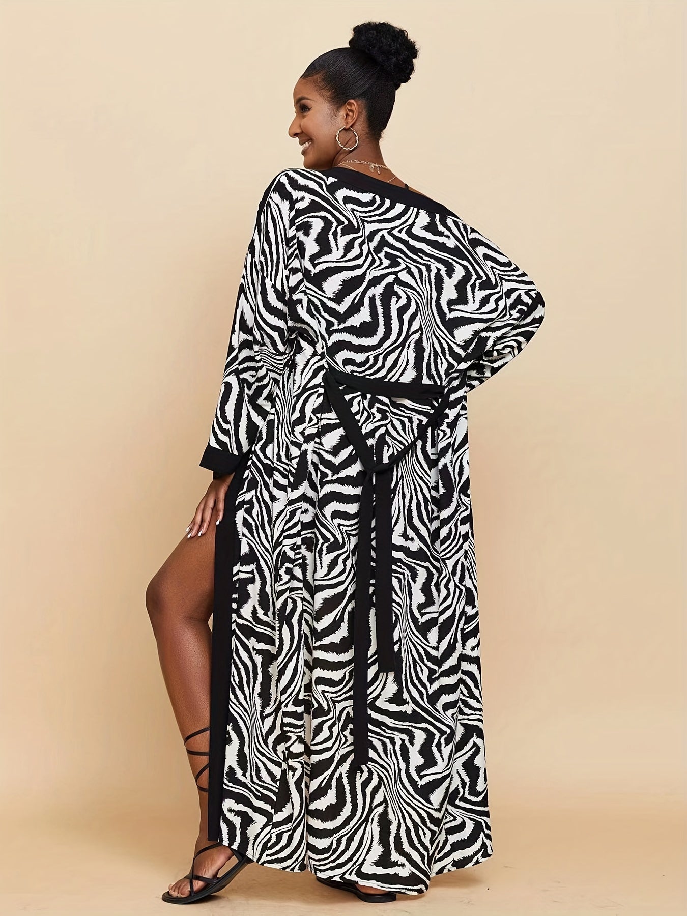 Fluid Print Cover Up Shirt Boho Style Beachwear