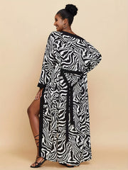 Fluid Print Cover Up Shirt Boho Style Beachwear