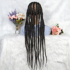 Long Braided Synthetic Wig for Women Full Lace Natural Look