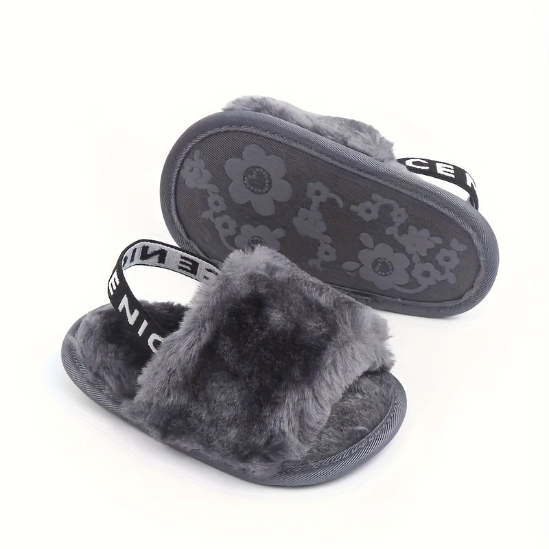 Baby Girl Furry Sandals Lightweight Anti Slip Open Toe Sandals